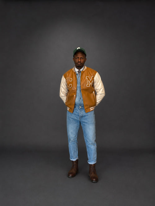 Two tone CM varsity jacket